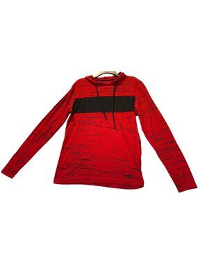 Modern Culture Size Large Red Long Sleeve Hoodie With Black Stripe